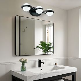 Bathroom Vanity Light, LED 3 Bulb Crystal Sand Acrylic Shades, Wall Mounted Decorative Lighting Fixture, Suitable for Bathroom Vanity Mirror (Bla