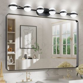 (Same as W1340P143680/LL2001-B-6) 43" Black Minimalist LED Bathroom Vanity Light with Crystal Sand Acrylic Shades