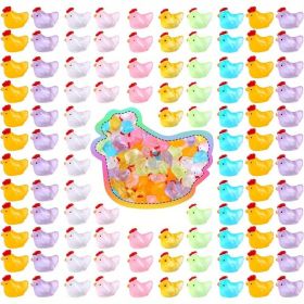 120 Glow Mini Chicken Statues in the Dark Glow Resin Hens and Chickens Cute Mini Decorative Spell Doll House Fairy Garden Potted Room Home Decora