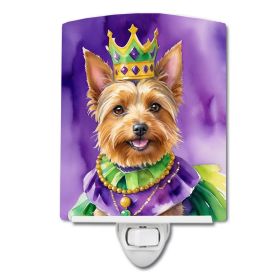 NEW Australian Terrier King of Mardi Gras Ceramic Night Light Compact, UL-Certified, Ideal for Bedroom, Bathroom, Nursery, Hallway, Kitchen, 6x4x