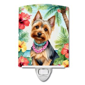 NEW Silky Terrier Luau Ceramic Night Light Compact, UL-Certified, Ideal for Bedroom, Bathroom, Nursery, Hallway, Kitchen, 6x4x3, Multicolor