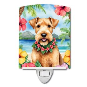 NEW Lakeland Terrier Luau Ceramic Night Light Compact, UL-Certified, Ideal for Bedroom, Bathroom, Nursery, Hallway, Kitchen, 6x4x3, Multicolor