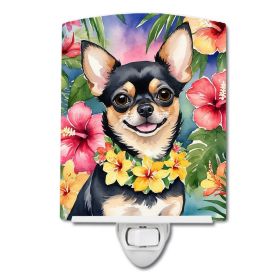 NEW Chihuahua Luau Ceramic Night Light Compact, UL-Certified, Ideal for Bedroom, Bathroom, Nursery, Hallway, Kitchen, 6x4x3, Multicolor