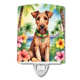 NEW Irish Terrier Luau Ceramic Night Light Compact, UL-Certified, Ideal for Bedroom, Bathroom, Nursery, Hallway, Kitchen, 6x4x3, Multicolor