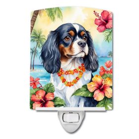 NEW Cavalier Spaniel Luau Ceramic Night Light Compact, UL-Certified, Ideal for Bedroom, Bathroom, Nursery, Hallway, Kitchen, 6x4x3, Multicolor