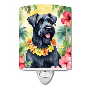 NEW Giant Schnauzer Luau Ceramic Night Light Compact, UL-Certified, Ideal for Bedroom, Bathroom, Nursery, Hallway, Kitchen, 6x4x3, Multicolor
