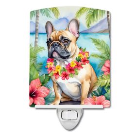 NEW French Bulldog Luau Ceramic Night Light Compact, UL-Certified, Ideal for Bedroom, Bathroom, Nursery, Hallway, Kitchen, 6x4x3, Multicolor