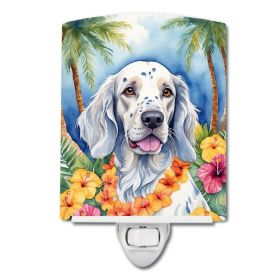 NEW English Setter Luau Ceramic Night Light Compact, UL-Certified, Ideal for Bedroom, Bathroom, Nursery, Hallway, Kitchen, 6x4x3, Multicolor