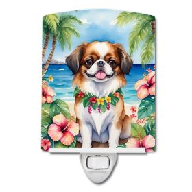 NEW Japanese Chin Luau Ceramic Night Light Compact, UL-Certified, Ideal for Bedroom, Bathroom, Nursery, Hallway, Kitchen, 6x4x3, Multicolor
