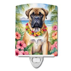 NEW Bullmastiff Luau Ceramic Night Light Compact, UL-Certified, Ideal for Bedroom, Bathroom, Nursery, Hallway, Kitchen, 6x4x3, Multicolor