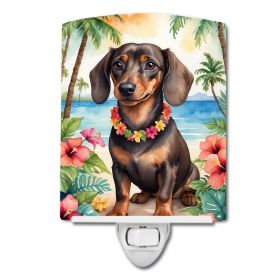 NEW Dachshund Luau Ceramic Night Light Compact, UL-Certified, Ideal for Bedroom, Bathroom, Nursery, Hallway, Kitchen, 6x4x3, Multicolor