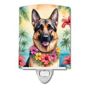 NEW German Shepherd Luau Ceramic Night Light Compact, UL-Certified, Ideal for Bedroom, Bathroom, Nursery, Hallway, Kitchen, 6x4x3, Multicolor