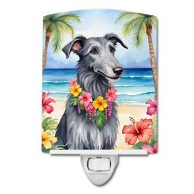 NEW Scottish Deerhound Luau Ceramic Night Light Compact, UL-Certified, Ideal for Bedroom, Bathroom, Nursery, Hallway, Kitchen, 6x4x3, Multicolor