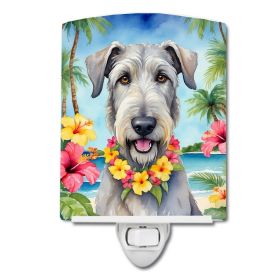 NEW Irish Wolfhound Luau Ceramic Night Light Compact, UL-Certified, Ideal for Bedroom, Bathroom, Nursery, Hallway, Kitchen, 6x4x3, Multicolor
