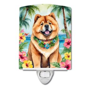 NEW Chow Chow Luau Ceramic Night Light Compact, UL-Certified, Ideal for Bedroom, Bathroom, Nursery, Hallway, Kitchen, 6x4x3, Multicolor