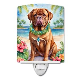 NEW Dogue de Bordeaux Luau Ceramic Night Light Compact, UL-Certified, Ideal for Bedroom, Bathroom, Nursery, Hallway, Kitchen, 6x4x3, Multicolor