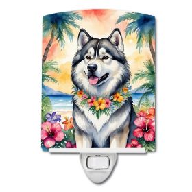 NEW Alaskan Malamute Luau Ceramic Night Light Compact, UL-Certified, Ideal for Bedroom, Bathroom, Nursery, Hallway, Kitchen, 6x4x3, Multicolor