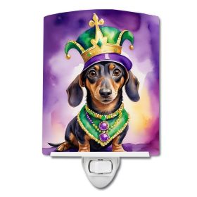 NEW Dachshund King of Mardi Gras Ceramic Night Light Compact, UL-Certified, Ideal for Bedroom, Bathroom, Nursery, Hallway, Kitchen, 6x4x3, Multic