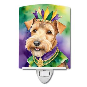 NEW Lakeland Terrier King of Mardi Gras Ceramic Night Light Compact, UL-Certified, Ideal for Bedroom, Bathroom, Nursery, Hallway, Kitchen, 6x4x3