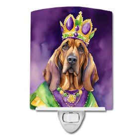 NEW Bloodhound King of Mardi Gras Ceramic Night Light Compact, UL-Certified, Ideal for Bedroom, Bathroom, Nursery, Hallway, Kitchen, 6x4x3, Multi