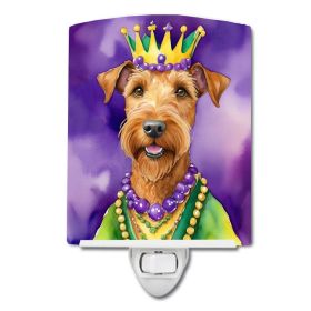 NEW Irish Terrier King of Mardi Gras Ceramic Night Light Compact, UL-Certified, Ideal for Bedroom, Bathroom, Nursery, Hallway, Kitchen, 6x4x3