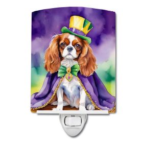 NEW Cavalier Spaniel King of Mardi Gras Ceramic Night Light Compact, UL-Certified, Ideal for Bedroom, Bathroom, Nursery, Hallway, Kitchen, 6x4x3