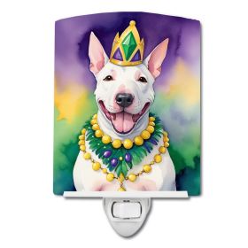NEW English Bull Terrier King of Mardi Gras Ceramic Night Light Compact, UL-Certified, Ideal for Bedroom, Bathroom, Nursery, Hallway, Kitchen, 6x