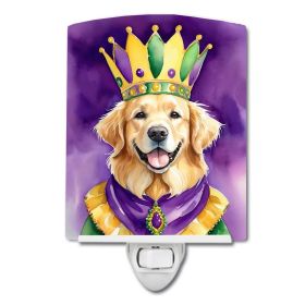 NEW Golden Retriever King of Mardi Gras Ceramic Night Light Compact, UL-Certified, Ideal for Bedroom, Bathroom, Nursery, Hallway, Kitchen, 6x4x3