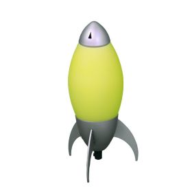 10.5" Tall Acrylic Kids Table Lamp, Rocket Ship design, Yellow