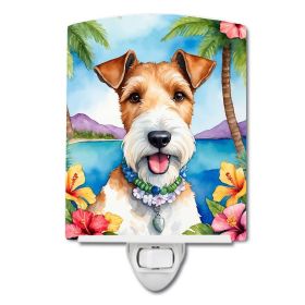 NEW Fox Terrier Luau Ceramic Night Light Compact, UL-Certified, Ideal for Bedroom, Bathroom, Nursery, Hallway, Kitchen, 6x4x3, Multicolor (Default: Default)