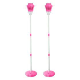 2Pack 3 In 1 Standing Bubble Machines with Colorful Lights and Music Rechargeable Bubble Maker Stands with 2 Modes 3 Adjustable Height for Party (Color: Pink)